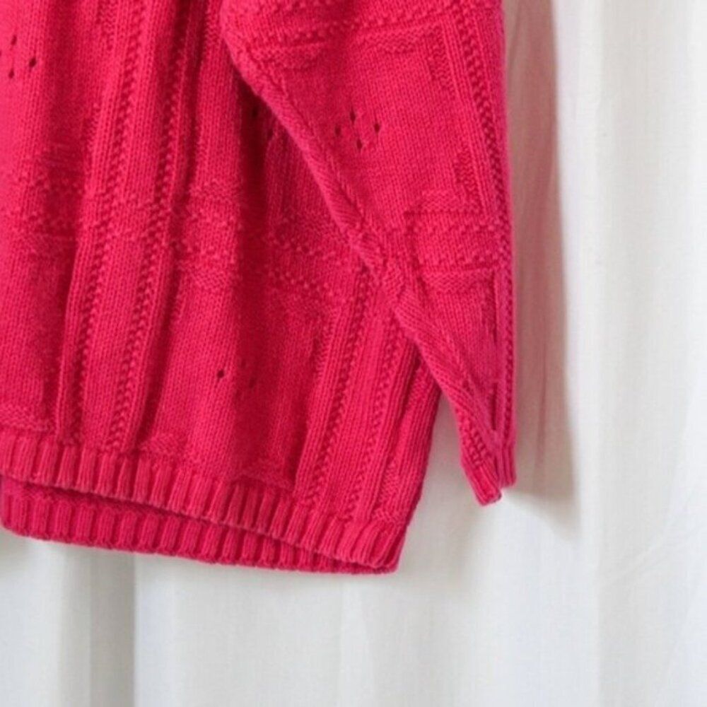 Vintage Alps Bright Pink Mockneck Knit Sweater Large - Picture 4 of 5